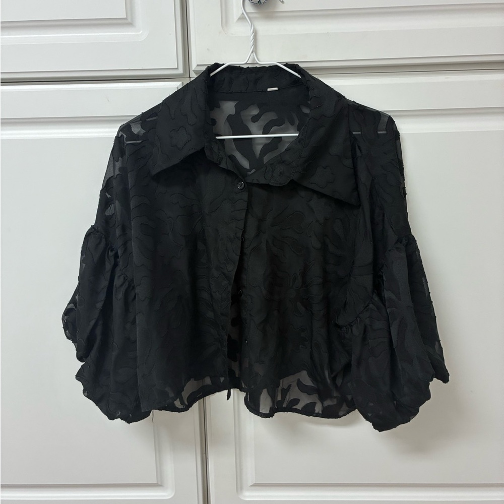 SHEIN Black Sheer Blouse